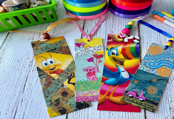 Bookmarks with breakfast cereal mascots on them.