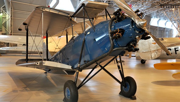 Blue Avro Avian aircraft.