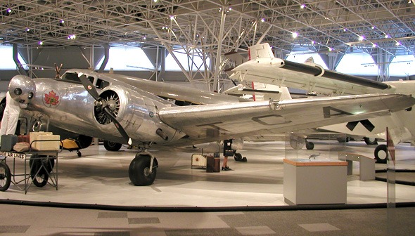 Lockheed L-10A Electra on display in a museum exhibition.