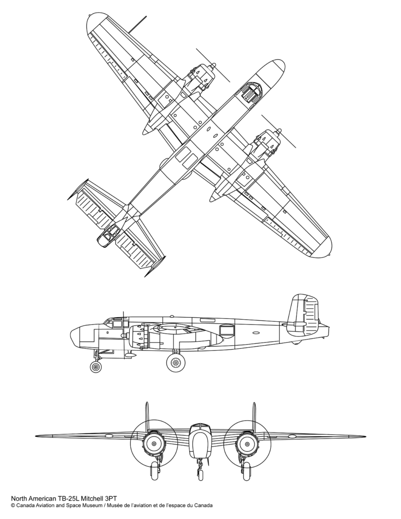 plan du North American TB-25L Mitchell 3PT