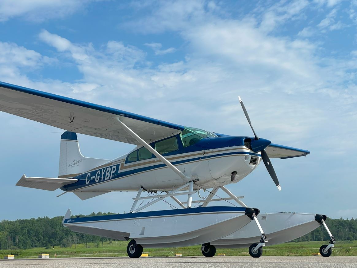 A float plane on the museum runway