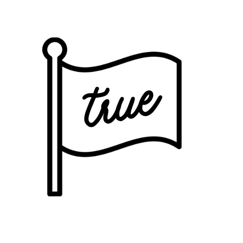 A black and white flag with the word "True" written inside the flag.