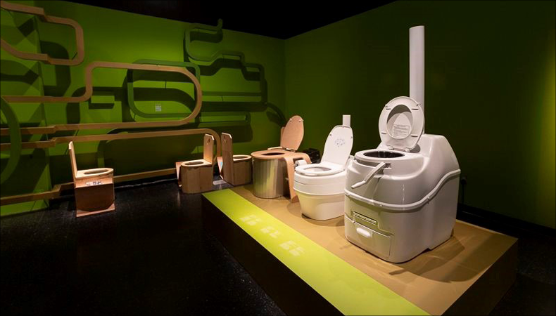 Toilets on display in the Oh Crap! exhibition.